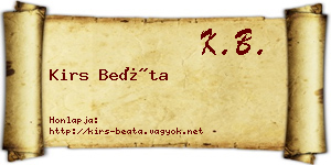 Kirs Beáta névjegykártya